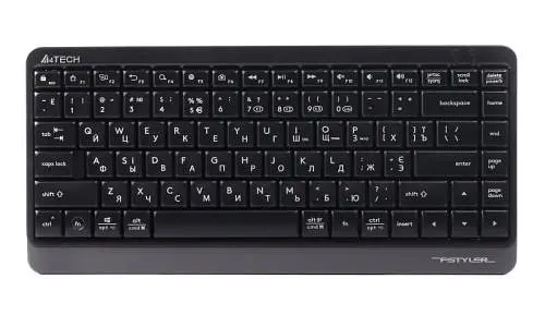 Клавиатура беспроводная A4Tech FBK11 Fstyler, Black/Grey, Bluetooth/USB 2.4GHz, компактный размер, 12 мультимедийных кнопок, защита от брызг, до 4-х устройств, 2xAAA, UA/RU/US - фото 1