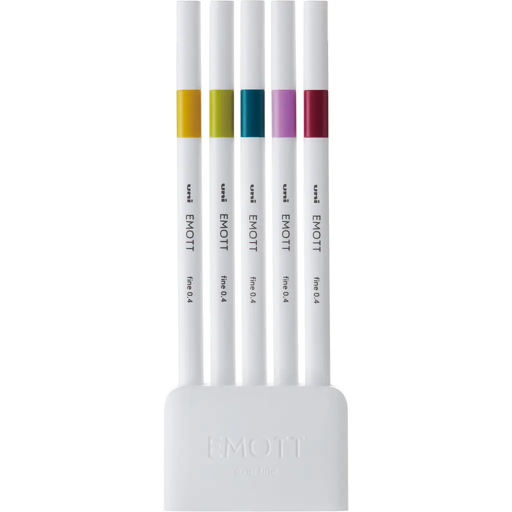 Набор лайнеров Uni Emott Fine Line Retro Color 0.4 мм 5 цветов (PEM-SY/5C.08RC) - фото 2