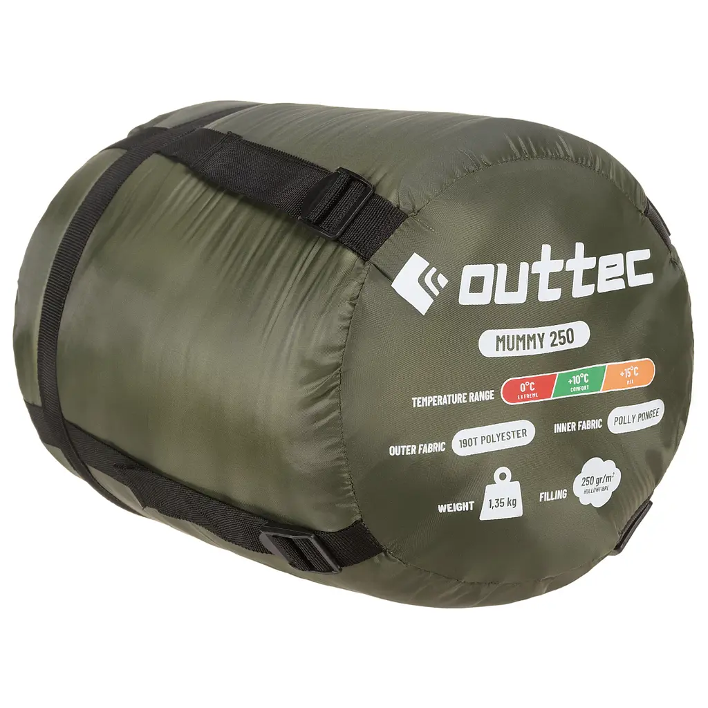 Спальный мешок Outtec Mummy кокон демисезонный хаки - фото 7