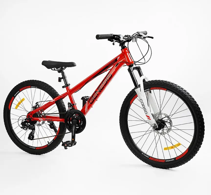 Велосипед Спортивный 24" G-24604 Corso «Genesis» рама стальная 11’’, оборудование Saiguan, 21 скорость, собран на 75% - фото 2