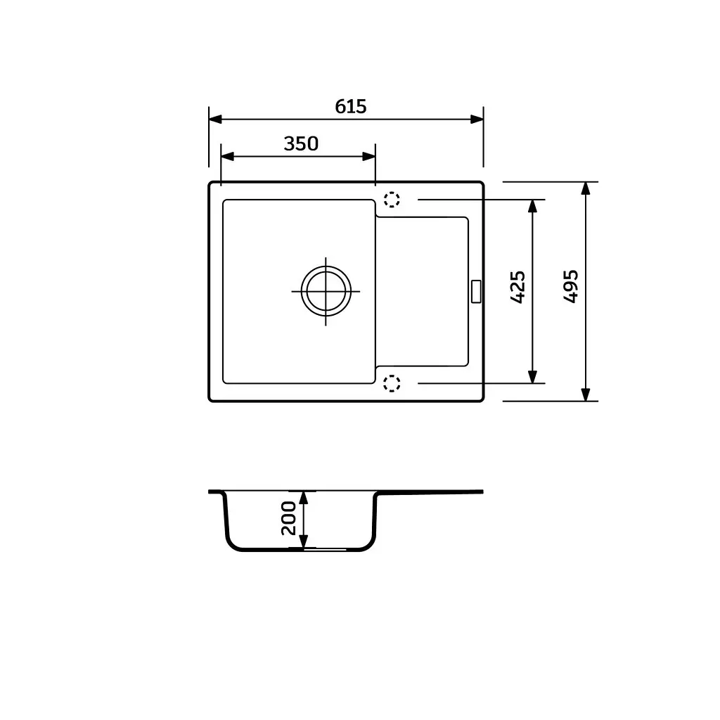 Кухонна мийка Adamant MINIMAL mokko 615x495x200 мм, з крилом 61,5 см - фото 2
