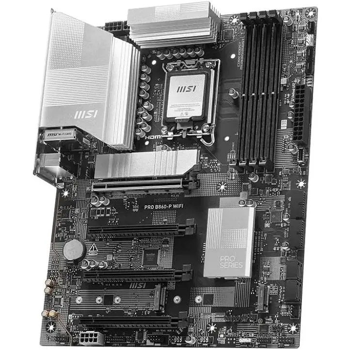 Материнська плата MSI PRO LGA1851, B860-P WIFI, B860, 4xDDR5, 1xPCI-E 5.0 x16, 3xPCI-E 4.0 x16, 4xSATA3, 3xM.2, ALC897, Realtek 8126 5Gb, WiFi 7, Bluetooth 5.4, HDMI/DP/Type-C, ATX - фото 4