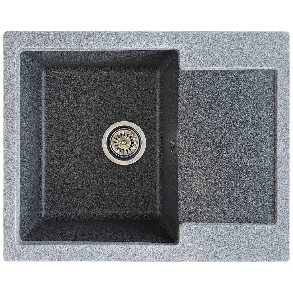Мойка кухонная Valetti Art 26N прямоугольная композитная 620х500 мм серо-черная - фото 4