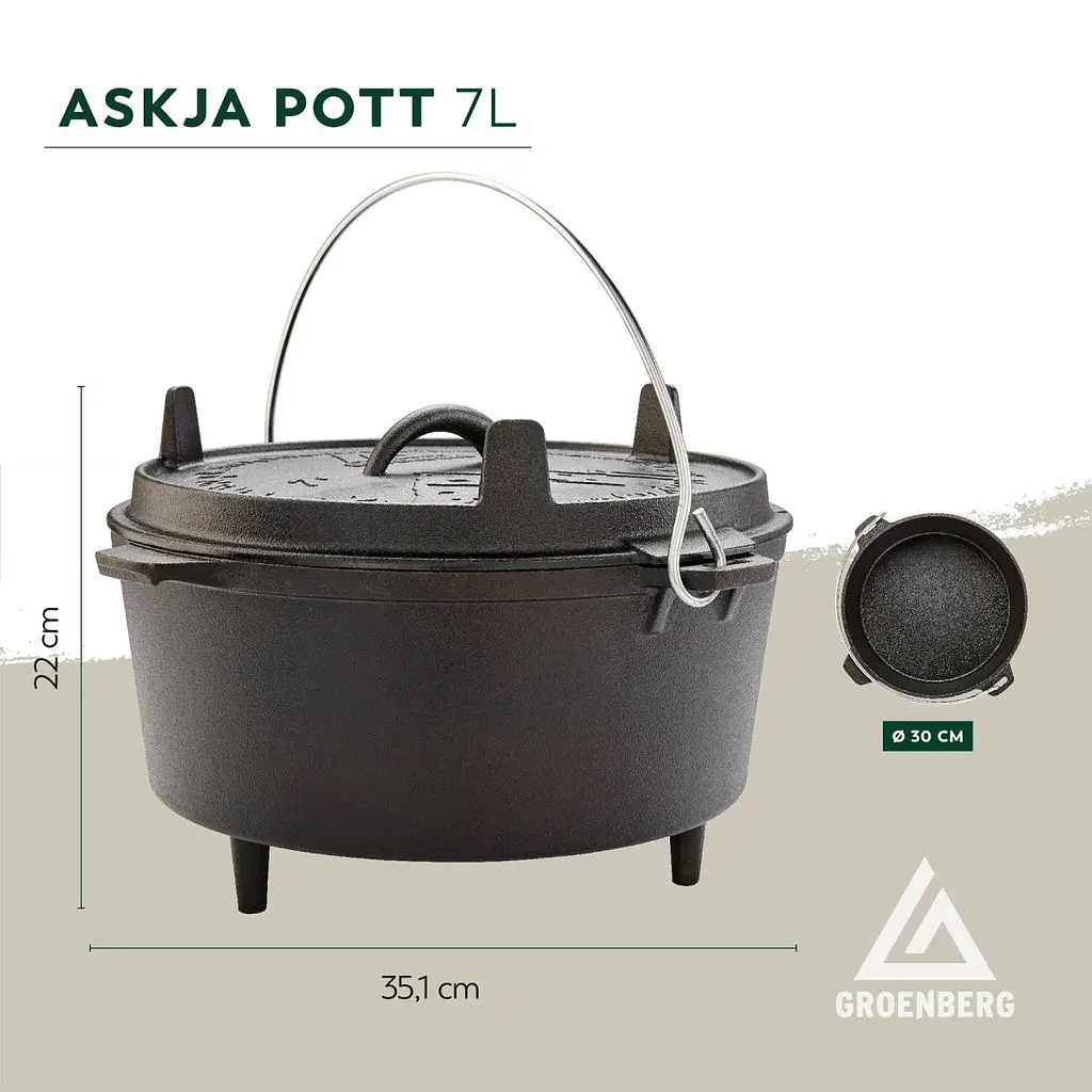 Казан з кришкою Groenberg Askja Pot 30 cm / 7 L Black (266017) - фото 7