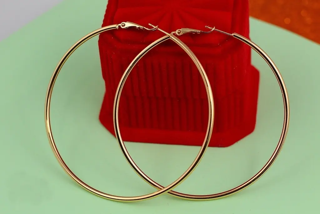 Серьги кольца Хuping Jewelry гладкие 8 см золотистые