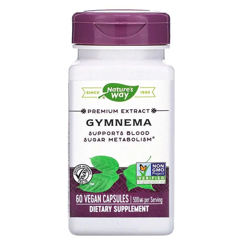 Джимнема стандартизована, Gymnema, 500 мг, 60 веганських капсул Nature's Way vit0002613