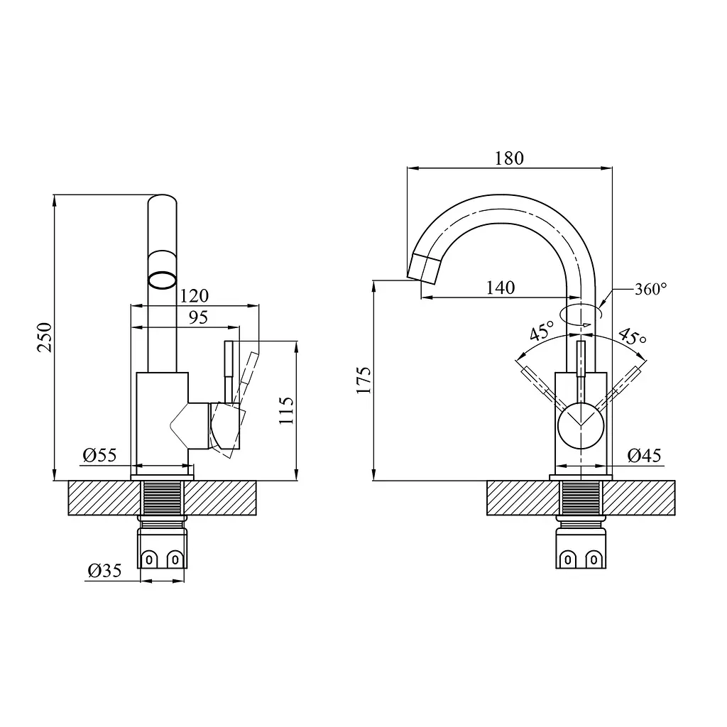 Змішувач для раковини Agua Acero-INOX011 CV023287 Хром матовий - фото 2
