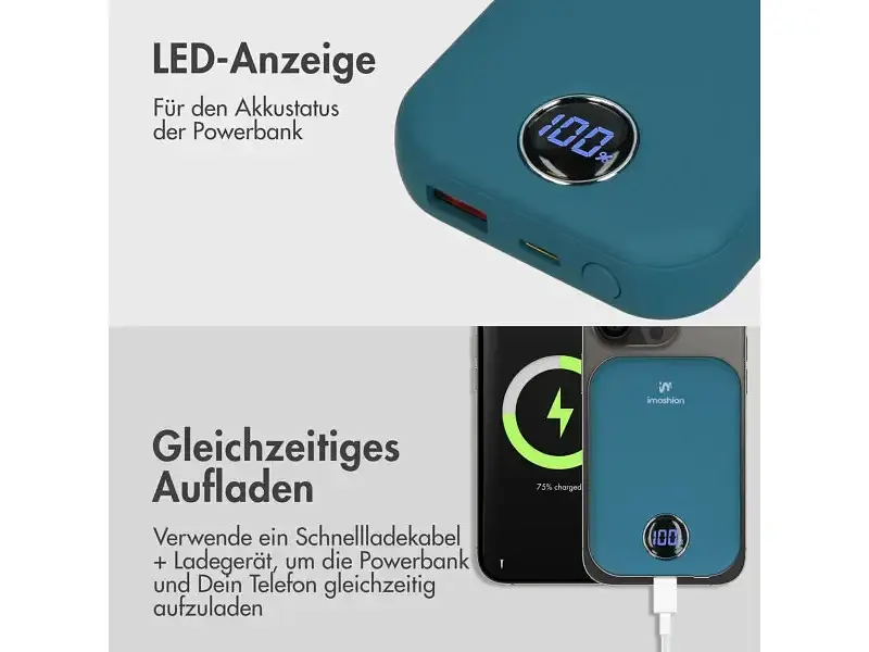 Зовнішній акумулятор (Power Bank) Imoshion MagSafe 10000mAh Blue (8720922183033) - фото 3
