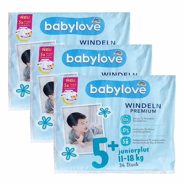 Підгузки Babylove Premium 5+ Junior plus (11-18 ) кг 102 шт