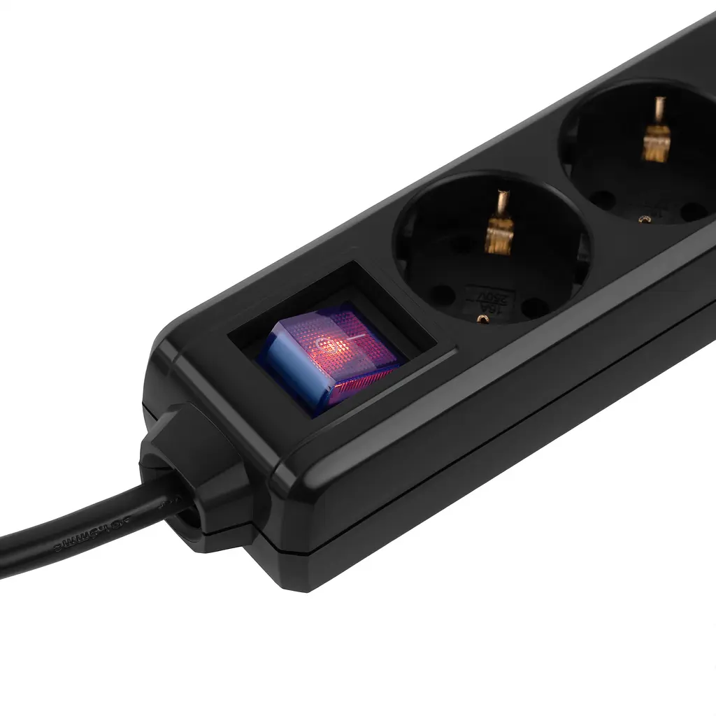 Подовжувач мережевий 6 розеток 3 метри 2E Power Extension 6 Type F 3m 16 A Black - фото 4