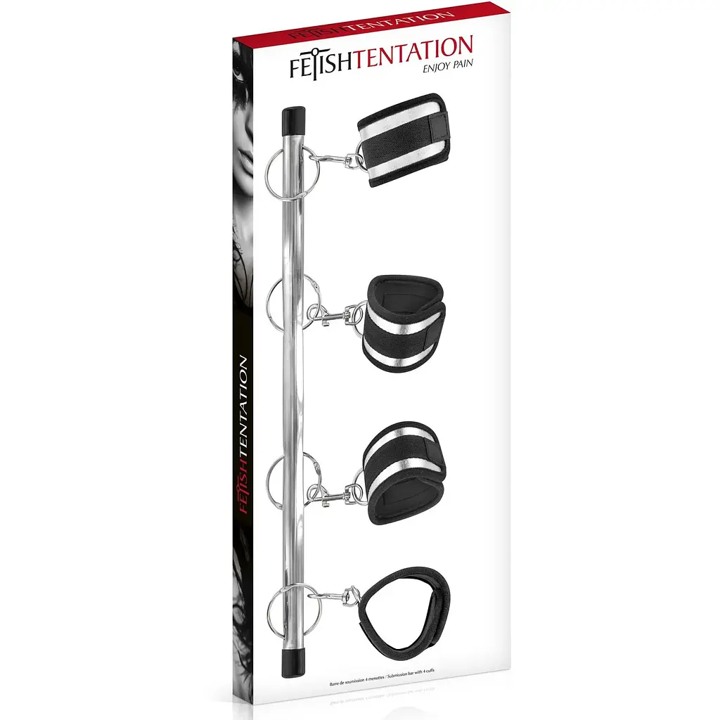 Фіксатор для рук і ніг Fetish Tentation SubMission bar With 4 cuffs - фото 3