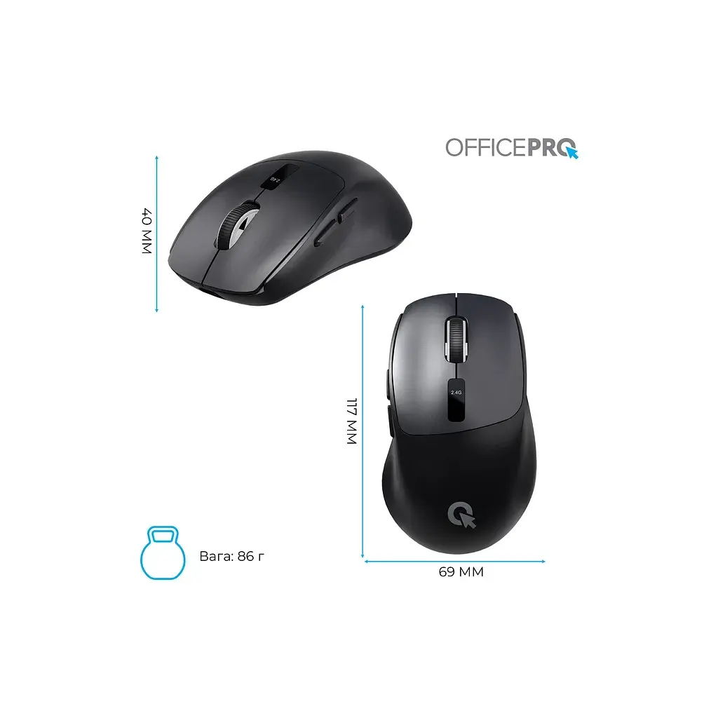 Мишка OfficePro M398B Wireless/Bluetooth Black (M398B) - фото 12
