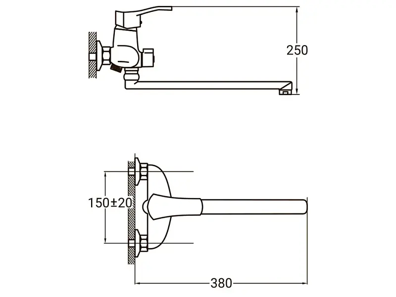 Змішувач для ванни з довгим виливом Aquatica NM-2C234C - фото 3