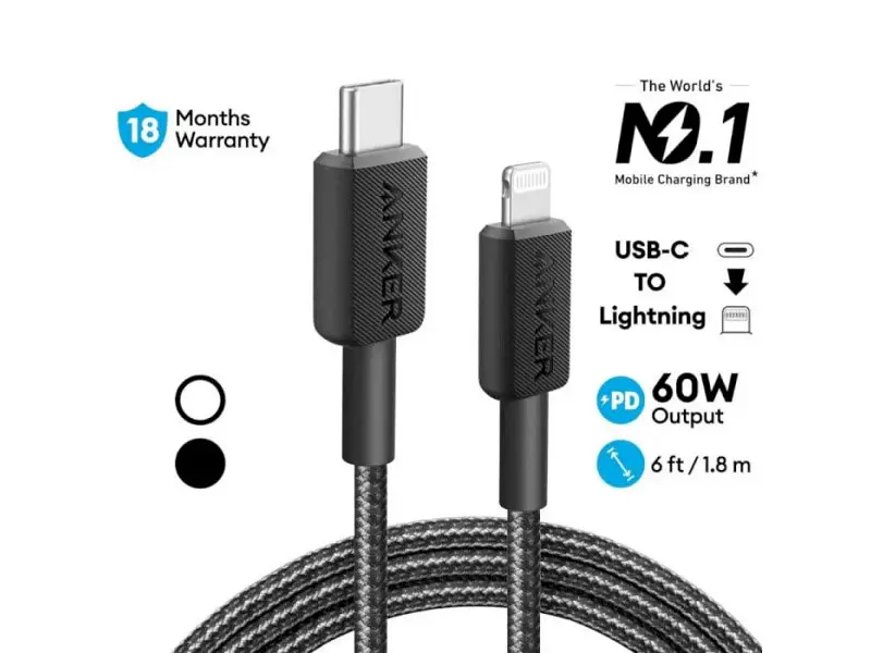 Кабель Lightning ANKER 322 USB Type-C to Lightning 1.8m Black (A81B6G11) - фото 6