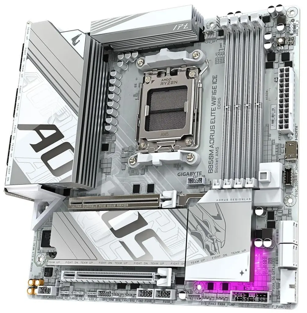 Материнская плата Gigabyte B850M AORUS ELITE WIFI6E ICE (B850M AORUS ELITE WIFI6E ICE) (Socket AM5, AMD B850, Micro-ATX) - фото 2