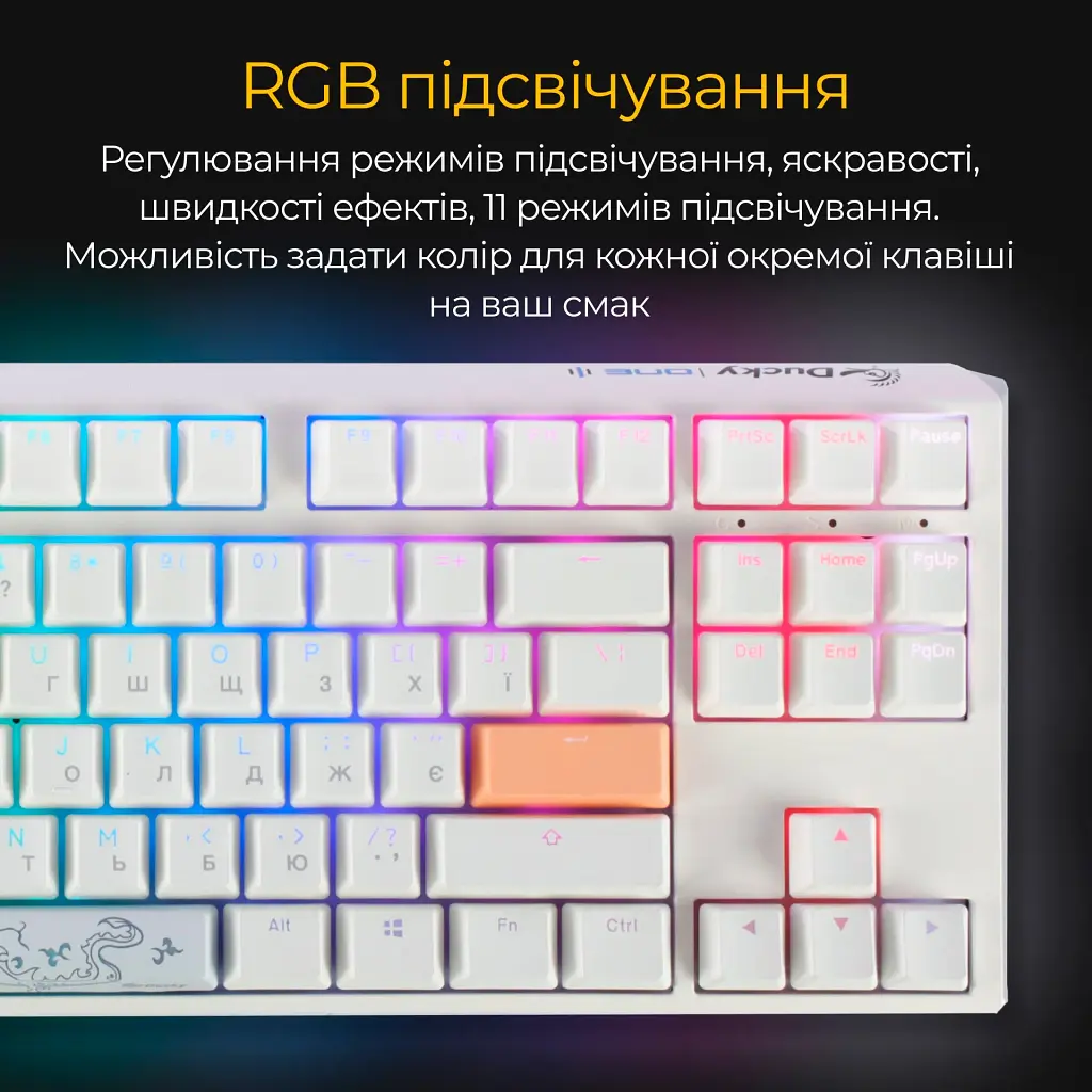 Клавіатура Ducky One 3 TKL Cherry MX Silent Red RGB White UA [DKON2187ST-SUAPXPWWWSC1] [126064] - фото 9