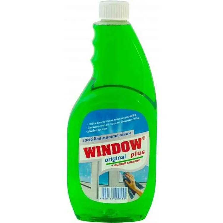 Засiб для миття скла та дзеркал Window plus 500мл запаска Зелений
