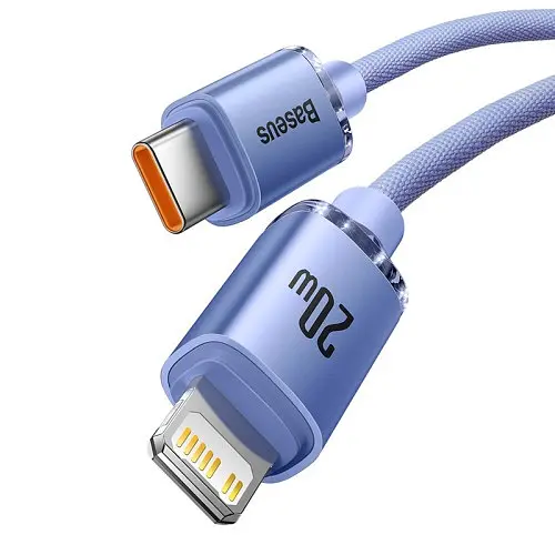 PD кабель Baseus Crystal Shine Series Fast Charging Type-C to iP 20W 1.2mPurple CAJY000205 - фото 3