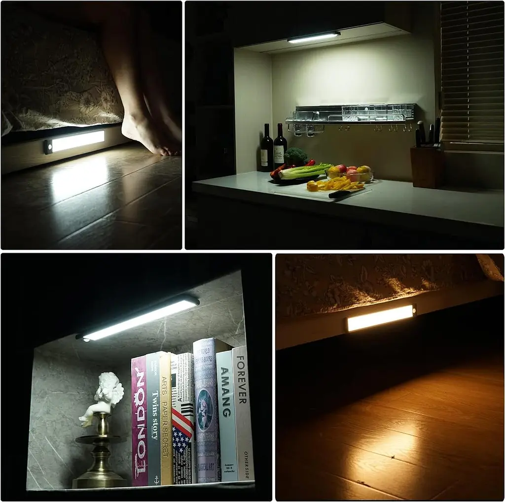 Світильники для шафи MOSTON 2Pack 60LED з димуванням 3 кольори Датчик руху Нічний світ (білий/Натуральний/Тепло освітлення) - фото 2