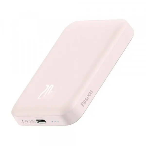 Магнітний портативний павербанк з бездротовою зарядкою Baseus Magnetic 20 W 6000 mAh для iPhone рожевий - фото 4