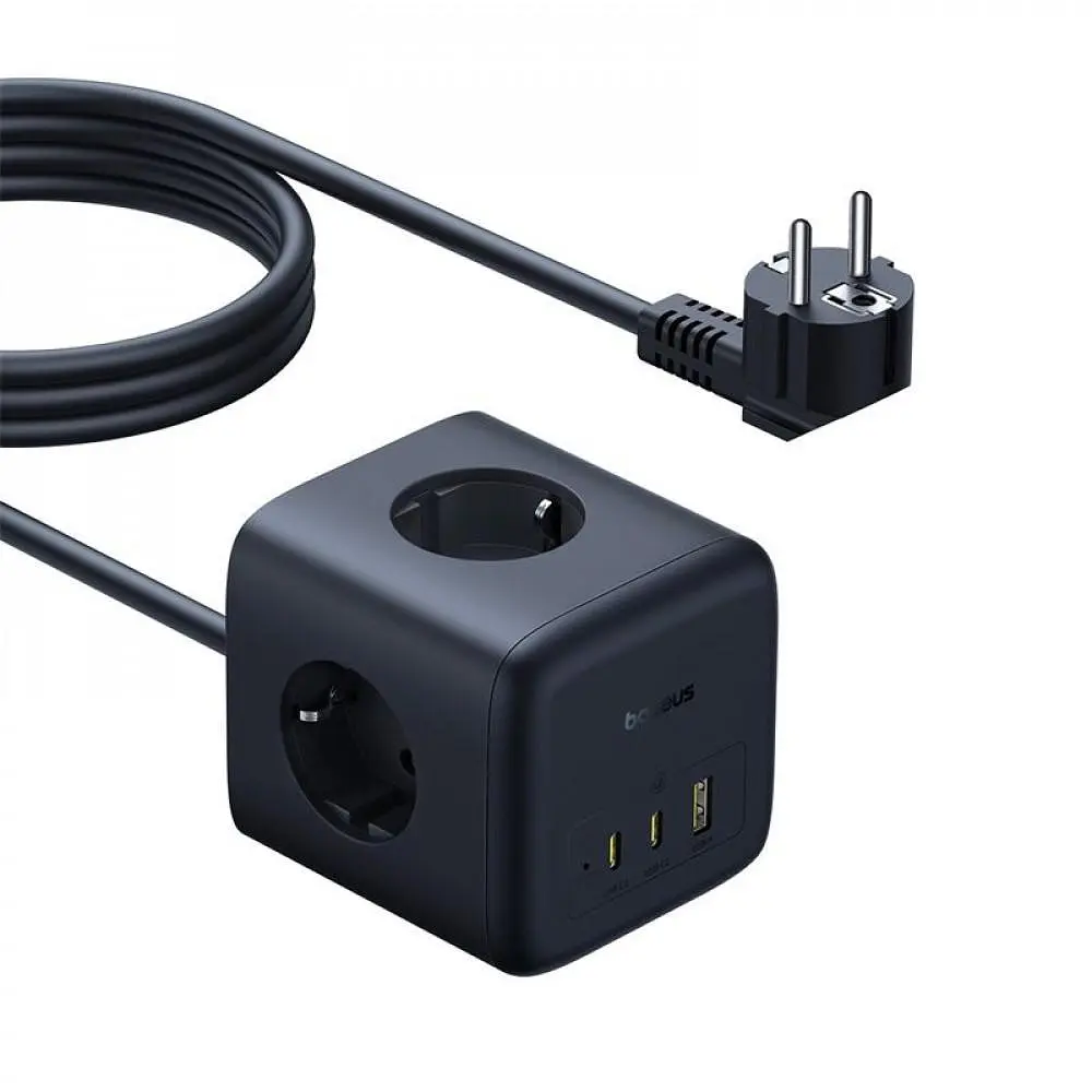 Мережевий фільтр Baseus EnerFill FA11 Cube Power Strip (3xAC + USB + 1xType-C 67W) (1.5m) black (E00082100123-00) - фото 4