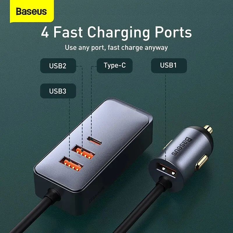 Авто зарядне - адаптер 4 порти 120W Baseus Share Together PPS multi-port Fast car charger CCBT-A0G - фото 2