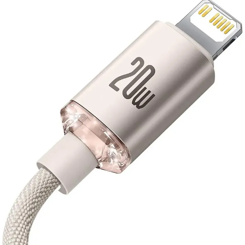 Кабель Baseus Crystal Shine Series USB-C to Lightning 20W 1.2m Pink (CAJY001304) [169541] - фото 2