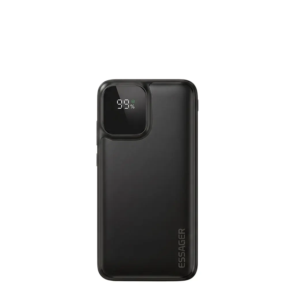 Повербанк Essager ES-D023 20000 mAh 22.5W з вбудованими кабелями USB-C та Lightning, чорний - фото 2
