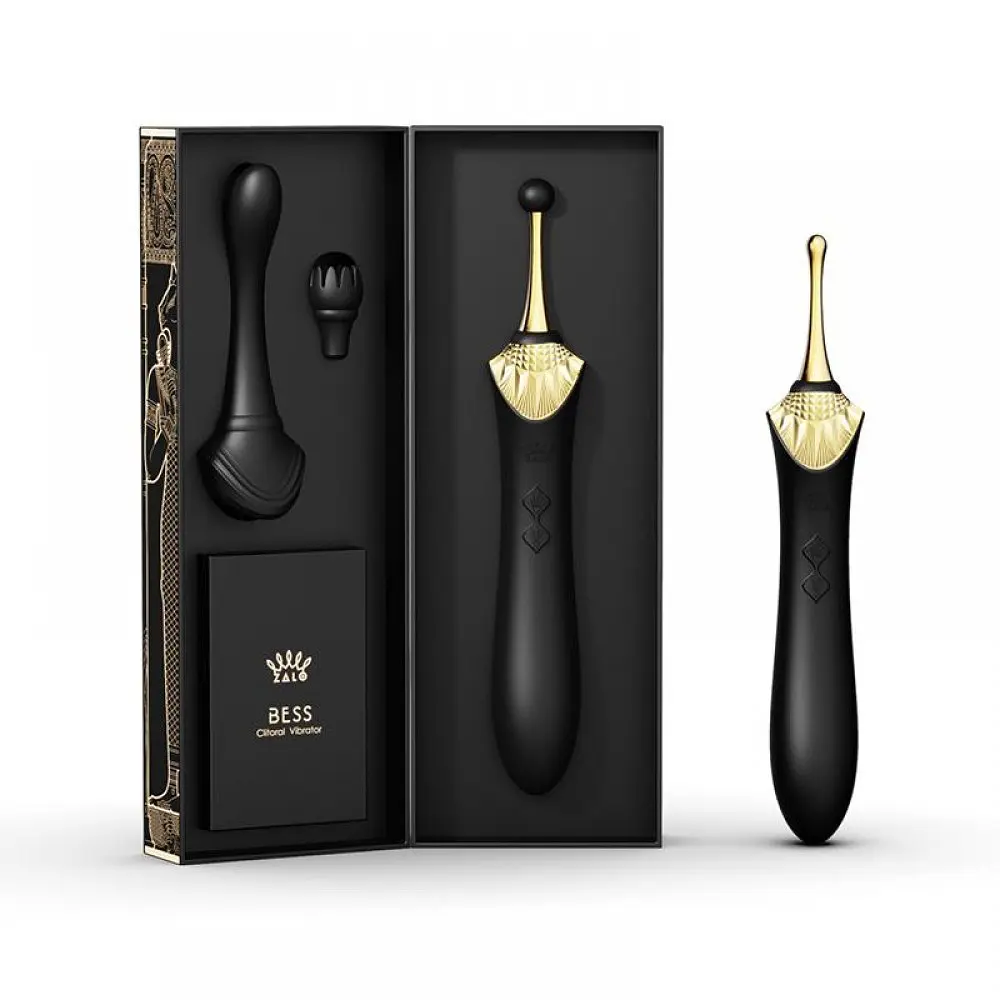 Вібратор Zalo Bess Pin Point Vibrator Вишуканий для клітора з насадками, 22х3.3 см чорний