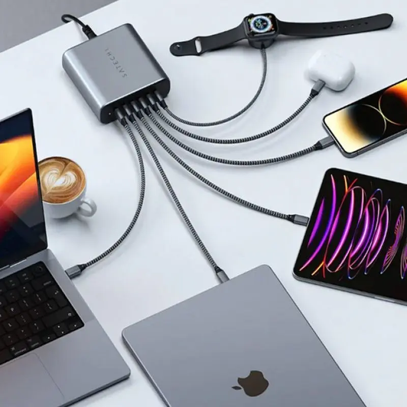 Сетевое зарядное устройство для Satechi 200 Вт USB-C 6-Port PD GaN Space Gray (ST-C200GM-EU) - фото 4