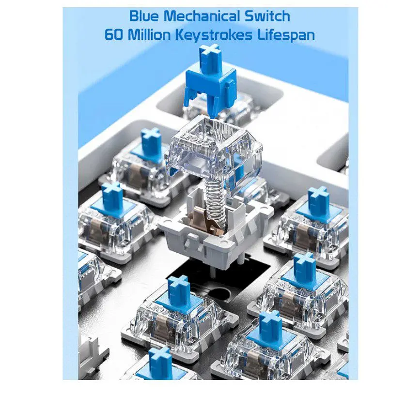 Клавиатура игровая проводная механическая AULA F75 Mechanical Black KRGD Blue switch ENG/UKR - фото 6