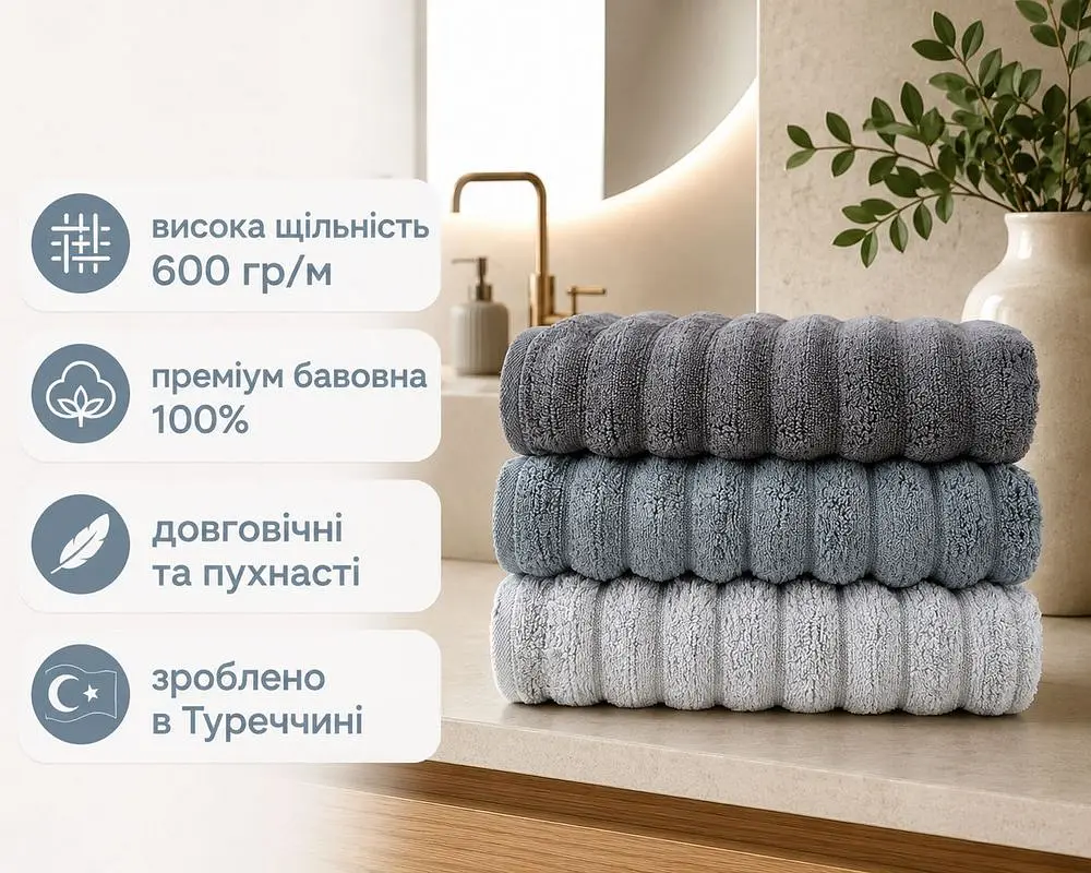 Набір турецьких махрових рушників Cestepe MicroCotton Premium 3 штуки 70x140 Ezgi 9 щільність 600 г/м2 - фото 2