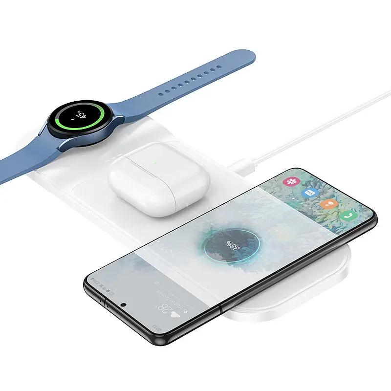 БЗП CQ6 Power 3-in-1 Wireless Fast Charger (для Samsung Watch) White Hoco teh0029863 - фото 2