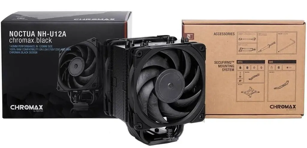 Кулер для процесора Noctua NH-U12A CHROMAX BLACK 1700 AM5 (NH-U12A CHROMAX BLACK) - фото 4