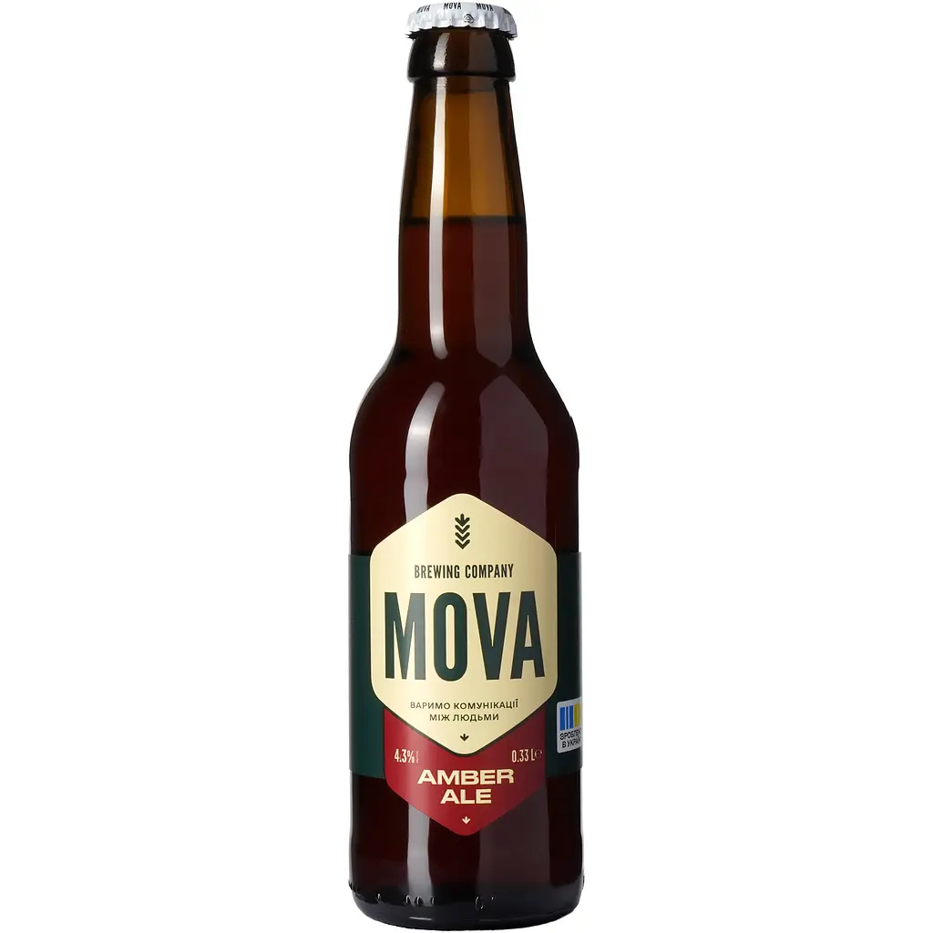 Пиво MOVA Amber Ale, напівтемне, нефільтроване, 4,3%, 0,33 л