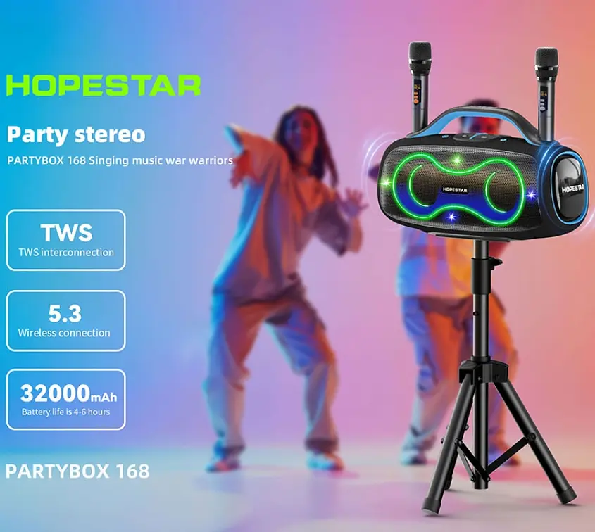 Портативна Bluetooth-колонка Hopestar Party 168 Gray - фото 4