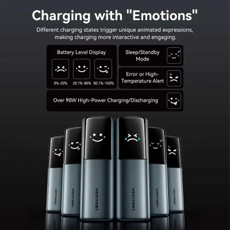 Батарея універсальна Vention 20000 mAh 165W Gray TFT Display Type (FKFH0) - фото 5