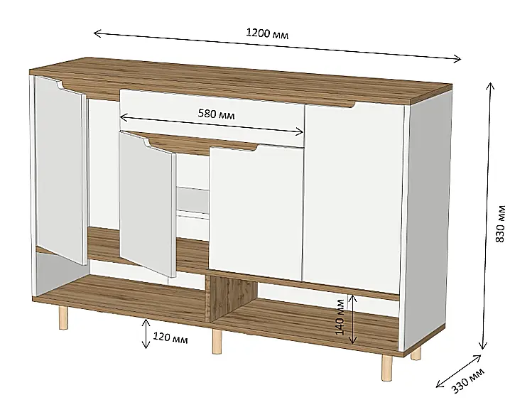 Тумба для взуття у передпокій Lion Салліван Тумба-2 Німфея альба/Дуб Ліворно (LION-041133) - фото 2