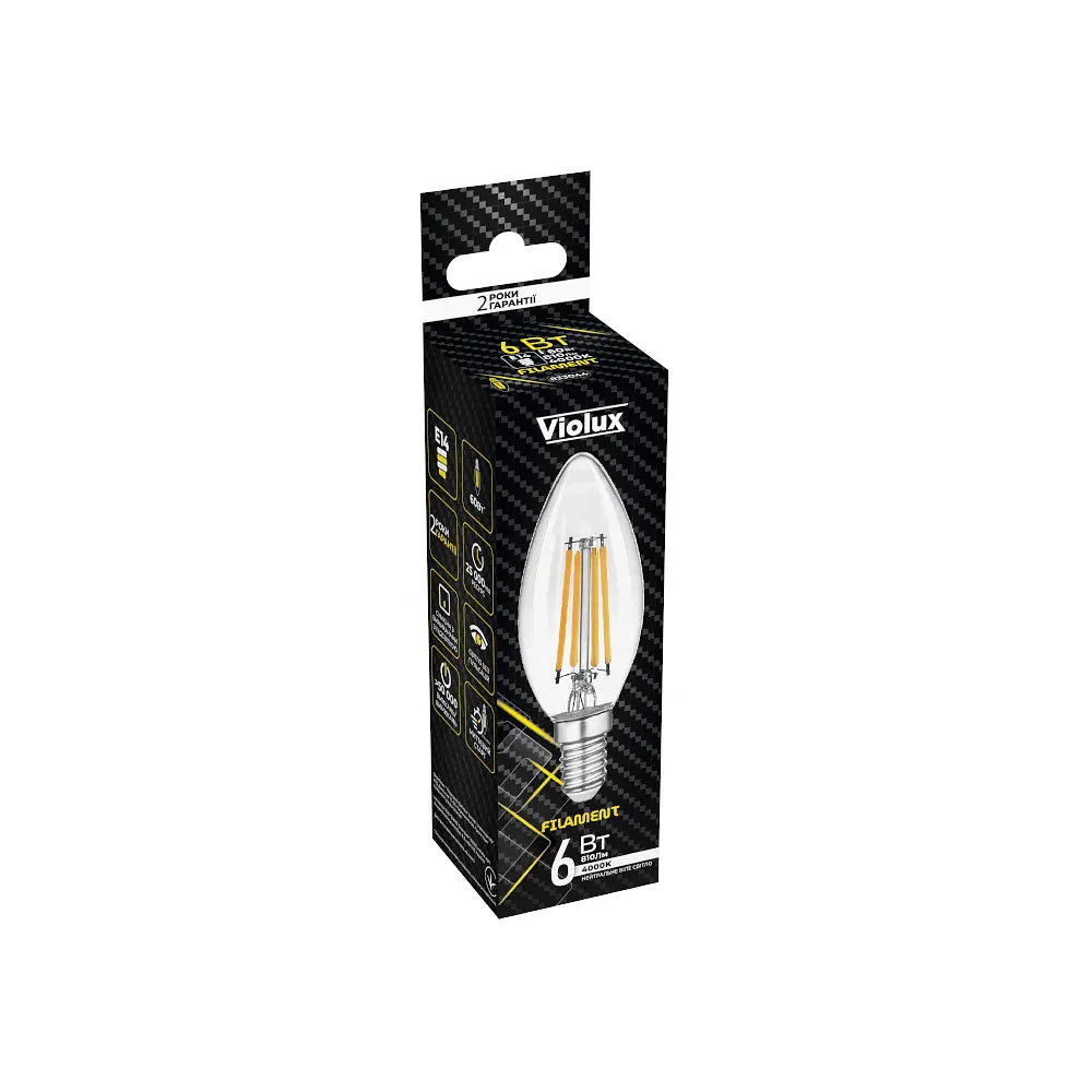 Лампа LED FILAMENT С37 4W E14 4000K VIOLUX ( 833014 ) - фото 2