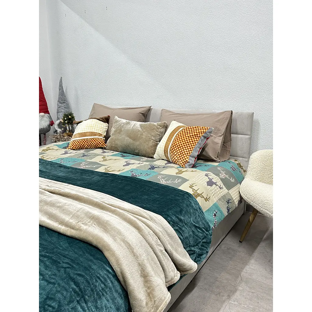 Комплект постільної білизни Ecotton двоспальний 29345-3 Оленi на зеленому (24414) - фото 4