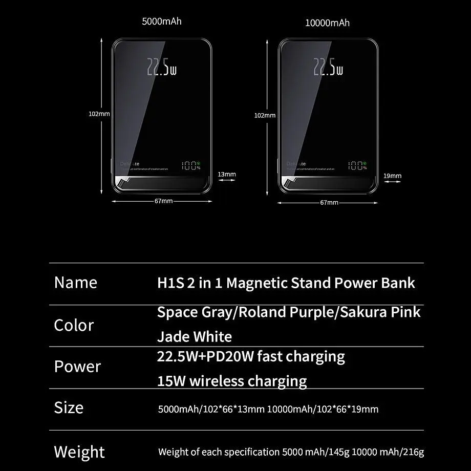Бездротовий Повербанк з Бездротовою Зарядкою 10000 mAh 20W MagSafe Powerbank для iPhone Повербанк c Магсейф Магнітний, Purple - фото 10