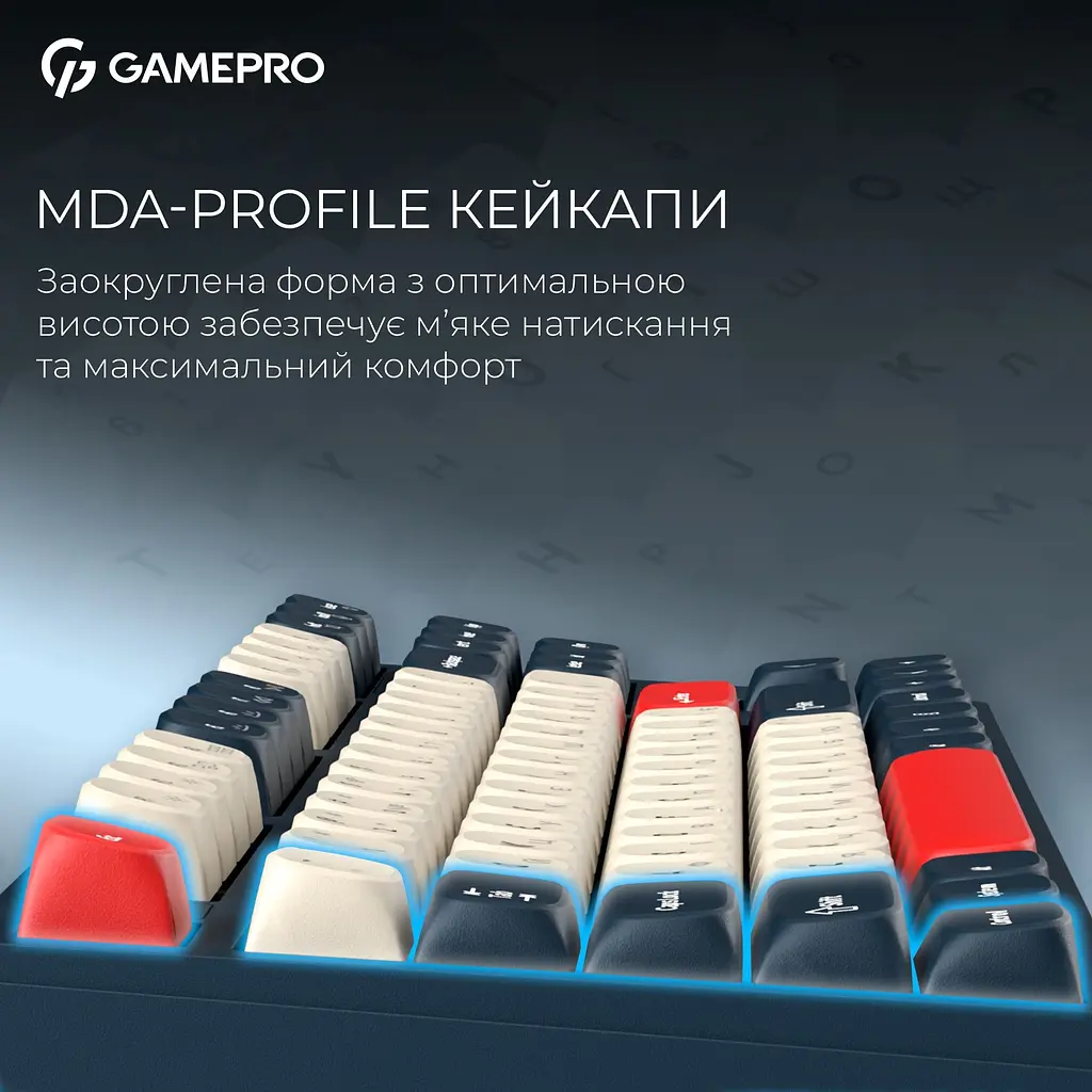 Клавиатура GamePro Asgard Ragnar Keychron Super Red Switch Wireless/Bluetooth/USB Blue беспроводная (MK285BL) - фото 7
