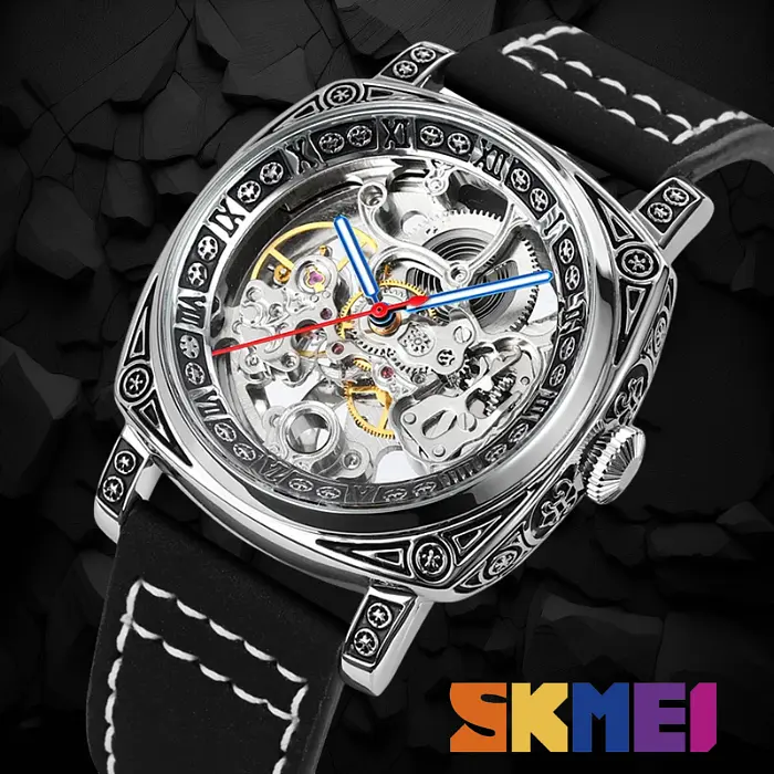 Механічні Наручний годинник скелетон з автопідзаводом Skmei 9271 Black, 9271BK (18388) - фото 4