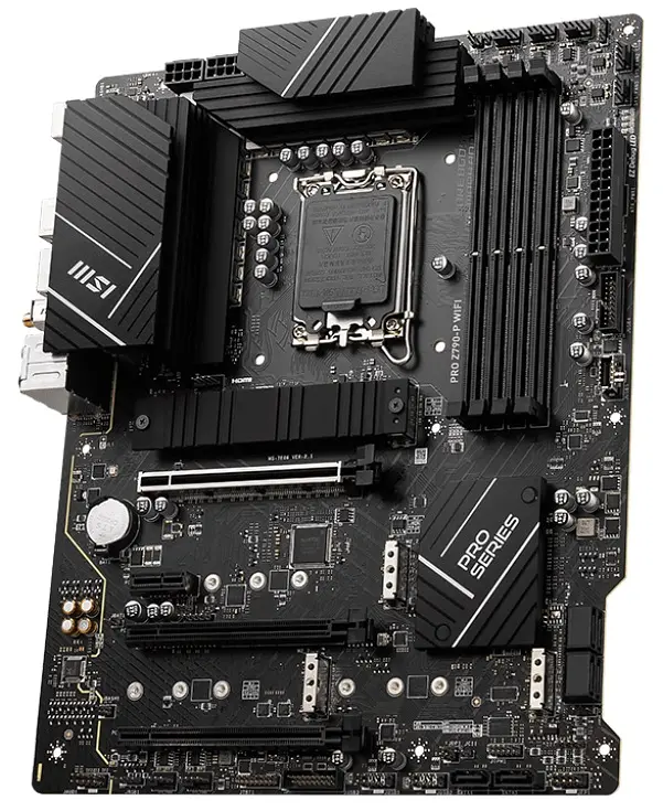 Материнская плата LGA1700, MSI PRO Z790-P WIFI, Z790, 4xDDR5, Int.Video(CPU), 6xSATA3, 4xM.2, 1xPCI-E 16x 5.0, 1xPCI-E 16x 4.0, 1xPCI-E 16x 3.0, 1xPCI-E 1x 3.0, ALC897, I225V, WiFi 6, Bluetooth 5.2, 9xUSB3.2/8xUSB2.0, HDMI/DP, ATX - фото 3