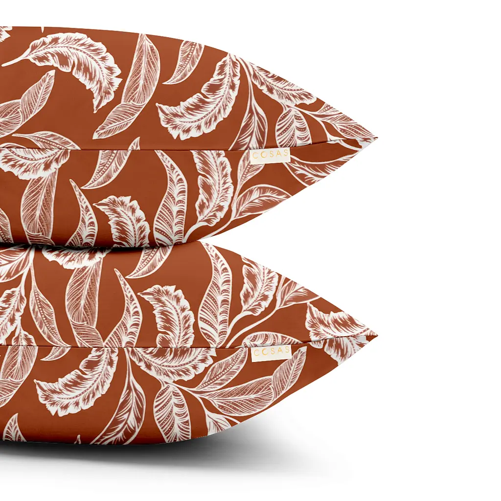Комплект постільної білизни Cosas Terracotta Двоспальний теракотовий (LeafWhiteTerrakot_El160-01White_180) - фото 4