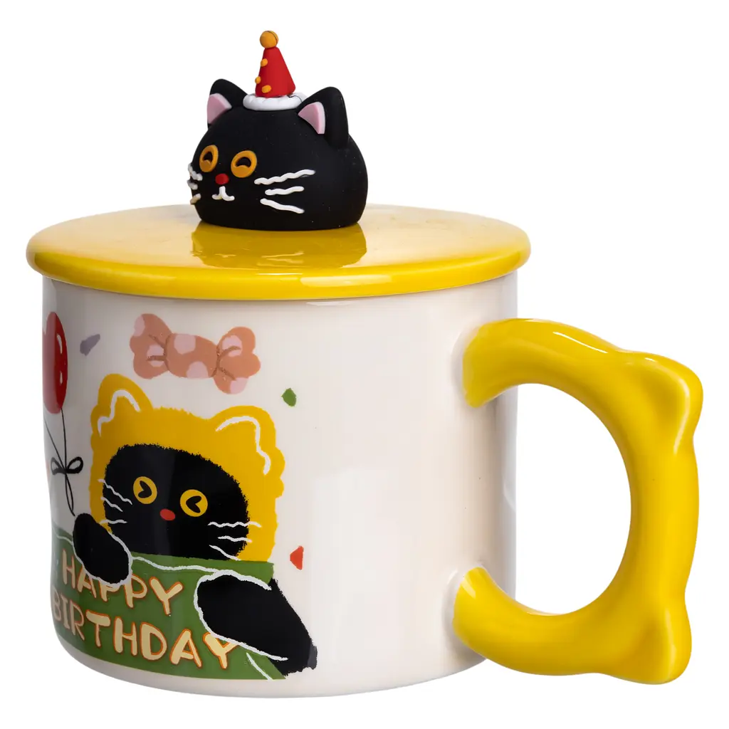 Чашка порцелянова Kitten's Birthday 400 мл жовтий FM-24B - фото 4
