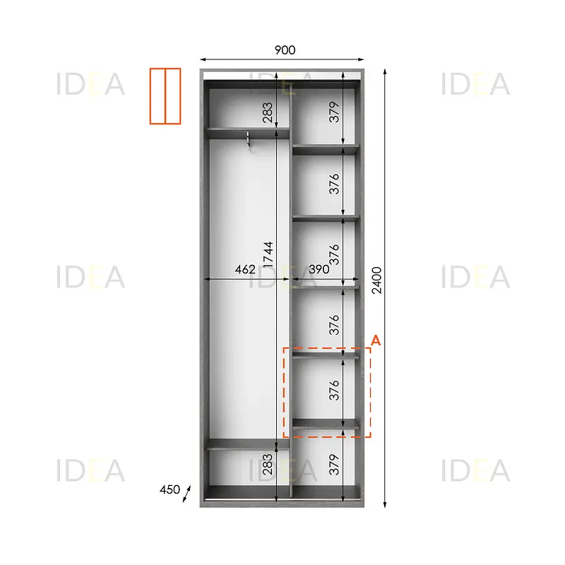 Шафа-купе Idea серія 10 90 x 45 x 240 см Венге темний - фото 2