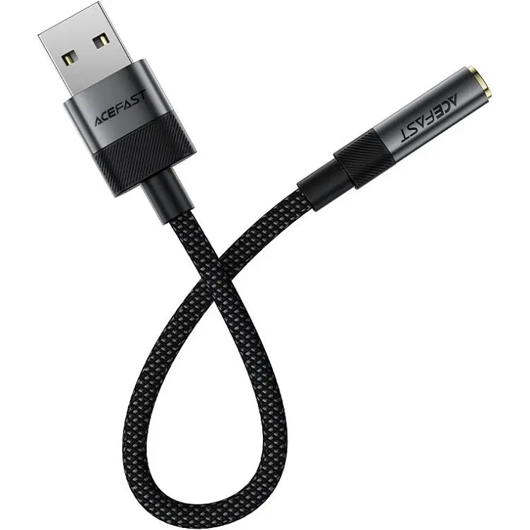 Перехідник USB-A 3.5 mm 15cm audio converter J13 Acefast чорний - фото 3