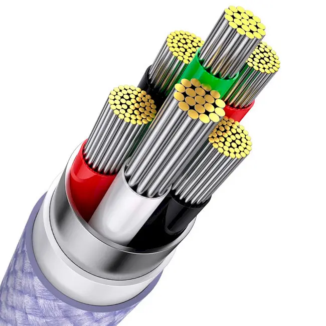 Кабель Baseus Flash Series Ⅱ 3-in-1 Cable USB to MicroUSB+Lightning+Type-C 66W 1.2m CASS040005 Purple - фото 5