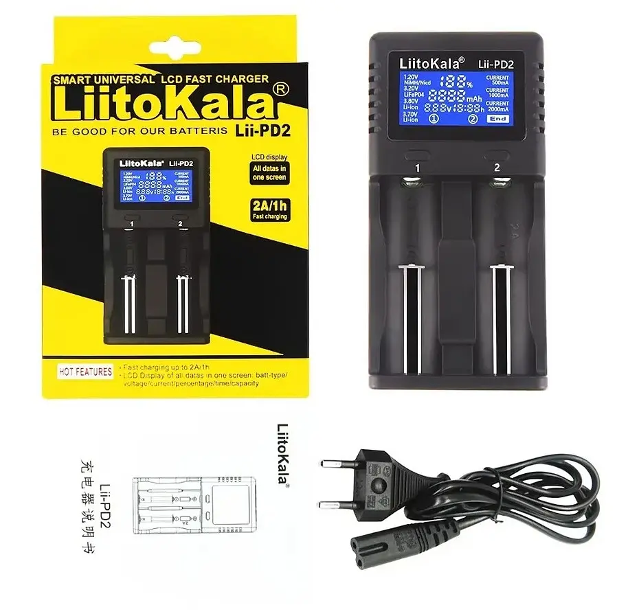 Зарядное устройство LiitoKala на 2 слота для NiCd, NiMH, Li-Ion и LiFePO4 аккумуляторов - фото 3
